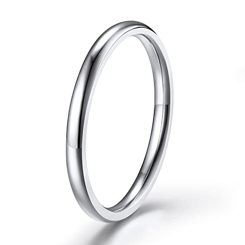 ChainsPro Damen Herren Ring Edelstahl Fingerring Ehering Hochzeitsring 2mm breit Schlichte Bandring Fashion Modeschmuck für Geburtstag Hochzeit Ringgröße 57.0 von ChainsPro