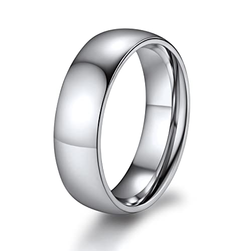 ChainsPro Vintage Ring Damen Herren Fingerring 6mm breit Edelstahl Schlichter Bandring Personalisert Stapelring Modeschmuck für Freund Freundin Hochzeit Weihnacht Ringgröße 67.5 von ChainsPro