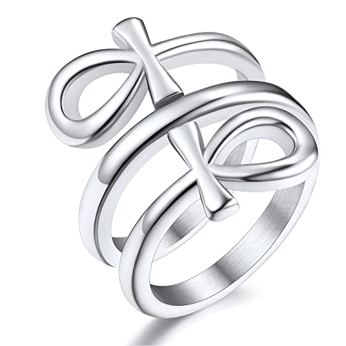 ChainsProMax Siegelring Größe 11 Ankh Ringe für Männer Papa Ring Stahlringe für Männer von ChainsProMax