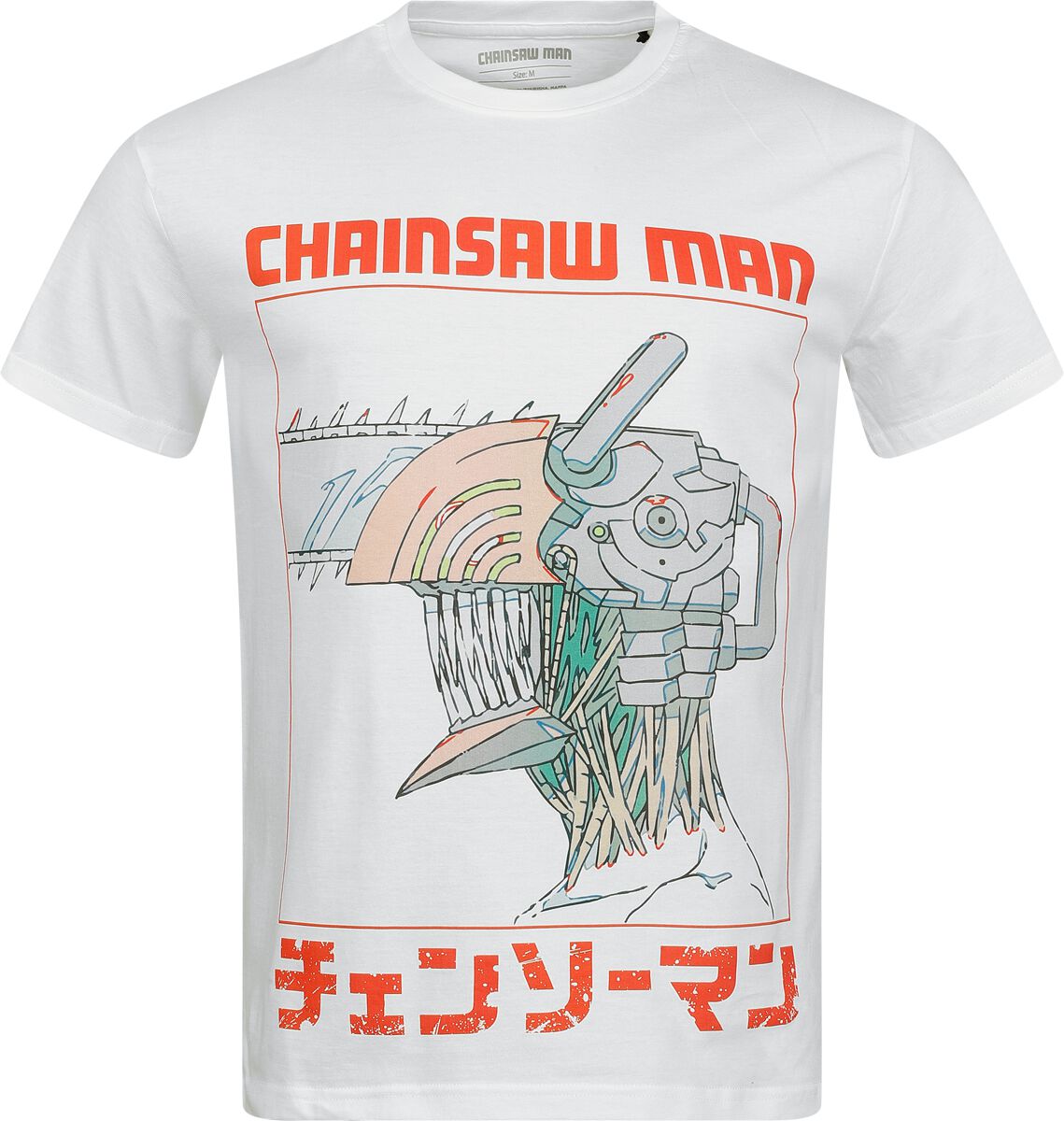 Chainsaw Man Three Tone Chainsaw T-Shirt weiß in XXL von Chainsaw Man