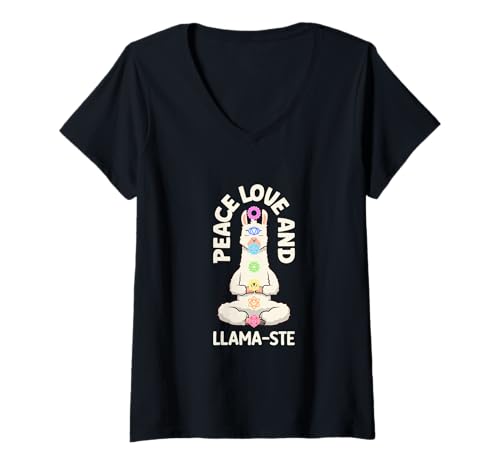 Damen Chakra Humor - Llama Spirit Peace T-Shirt mit V-Ausschnitt Damen Chakra Humor - Llama Spirit Peace T-Shirt mit V-Ausschnitt von Chakra Heilung Designs