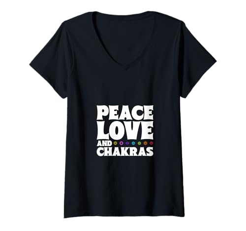 Damen Frieden, Liebe und Chakras T-Shirt mit V-Ausschnitt Damen Frieden, Liebe und Chakras T-Shirt mit V-Ausschnitt von Chakra Heilung Designs