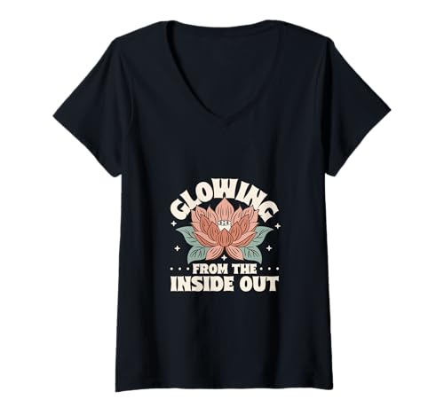 Damen Innere Strahlkraft - Lotus Energie T-Shirt mit V-Ausschnitt Damen Innere Strahlkraft - Lotus Energie T-Shirt mit V-Ausschnitt von Chakra Heilung Designs