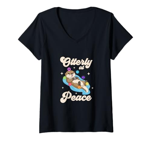 Damen Otter Frieden - Chakra Harmonie T-Shirt mit V-Ausschnitt Damen Otter Frieden - Chakra Harmonie T-Shirt mit V-Ausschnitt von Chakra Heilung Designs