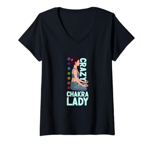 Damen Verrückte Chakra-Lady T-Shirt mit V-Ausschnitt Damen Verrückte Chakra-Lady T-Shirt mit V-Ausschnitt von Chakra Heilung Designs