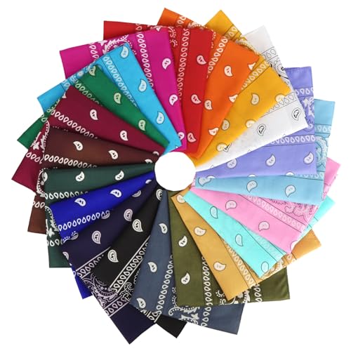Chalier Cmfort Bandana Damen Herren Nickitücher Kopftuch Paisley Muster Mischfarben Bandana MultifunKopftuch，20 Pack von Chalier Cmfort
