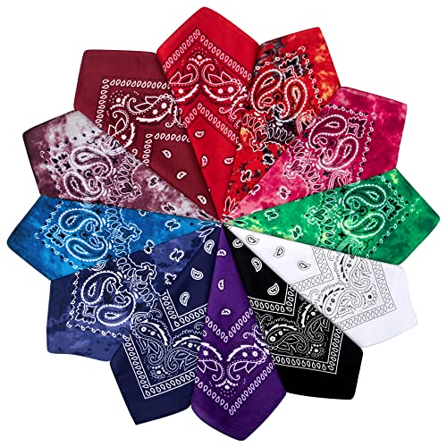 Chalier Cmfort Bandana Kopftuch Unisex,Baumwolle Halstuch für Damen Herren,Bandana kopftuch mit Mischfarben 10/12/14 Pack Armtuch,Haar,Pet Hals Vierecktuch von Chalier Cmfort