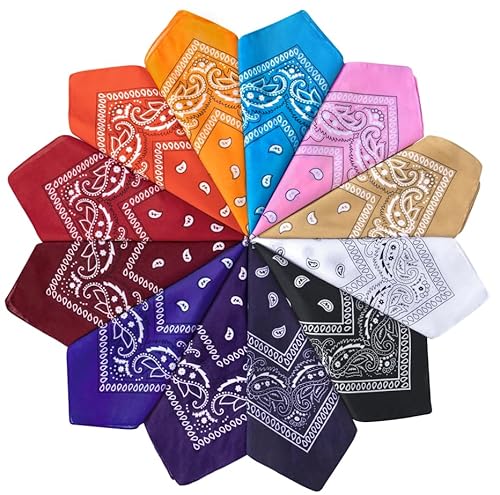 Chalier Cmfort Bandana Kopftuch Unisex,Baumwolle Halstuch für Damen Herren,Bandana kopftuch mit Mischfarben 10/12/14 Pack Armtuch,Haar,Pet Hals Vierecktuch von Chalier Cmfort