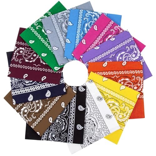 Chalier Cmfort Bandana Multifunktionstuch Bandana Paisley Armschal Kopftuch Design in Trendfarben,12 Pack,für Damen und Herren von Chalier Cmfort