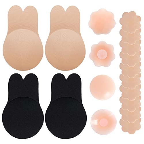 Chalier Cmfort Klebe BH Push Up Trägerloser BH Unsichtbar Klebe BH Nippelpads selbstklebend BH Silikon Rückenfreier BH Klebe BH für rückenfreies Abendkleid Ballkleid Brautkleid Wiederverwendbare von Chalier Cmfort