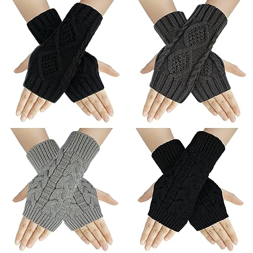 Chalier Fashion Fingerlose Handschuhe Für Damen Warme Winter-Armhandschuhe Handgelenk-Armstulpen Gestrickte Fäustlinge Halbe Fingerhandschuhe Für Damen Und Mädchen von Chalier Fashion