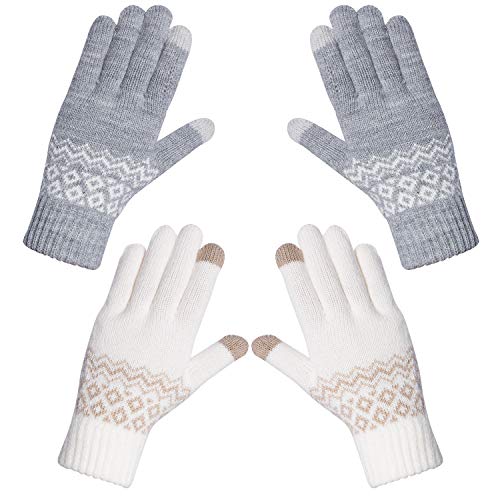 Chalier Fashion Handschuhe Damen Winter Warme Touchscreen Winterhandschuhe Schnee Blume Druck halten warm mit Kaschmir für Frauen und Männer MEHRWEG von Chalier Fashion