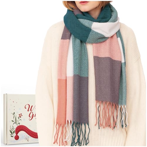Damen Winter Schal in Geschenkbox Karomuster Übergroßer Quadratischer Poncho mit Quaste Modischer Schal für Damen von Chalier Fashion