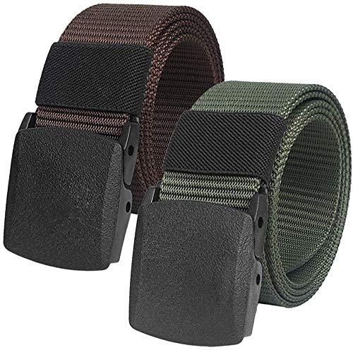 2er Unisex Gürtel Nylon Canvas Belt für Damen und Herren, Stufenlos Verstellbarer Stoffgürtel, Länge 130 cm, Breite ca. 3,8 cm, mit Kunststoff Schnalle MEHRWEG von Chalier