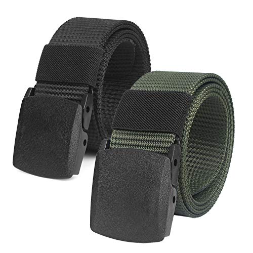 2er Unisex Gürtel Nylon Canvas Belt für Damen und Herren, Stufenlos Verstellbarer Stoffgürtel, Länge 130 cm, Breite ca. 3,8 cm, mit Kunststoff Schnalle MEHRWEG von Chalier