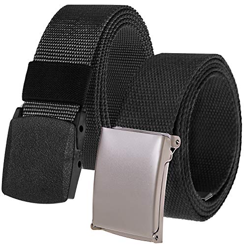 2er Unisex Gürtel Nylon Canvas Belt für Damen und Herren, Stufenlos Verstellbarer Stoffgürtel, Länge 130 cm, Breite ca. 3,8 cm, mit Kunststoff Schnalle MEHRWEG von Chalier