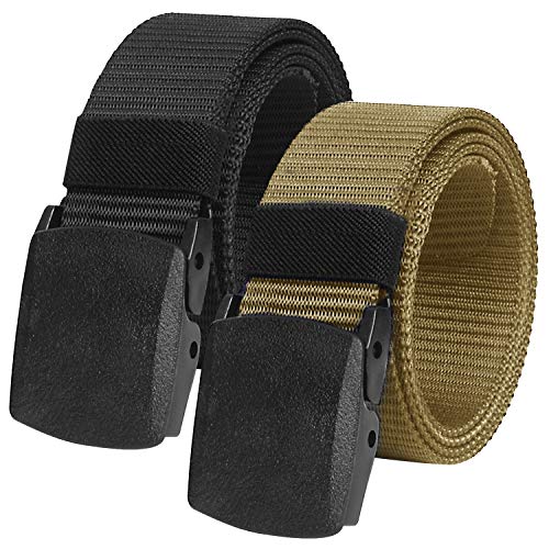 2er Unisex Gürtel Nylon Canvas Belt für Damen und Herren, Stufenlos Verstellbarer Stoffgürtel, Länge 130 cm, Breite ca. 3,8 cm, mit Kunststoff Schnalle MEHRWEG von Chalier