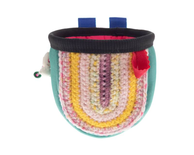 Pink Chalk Bag Für Kinder, Handgemachter Rock Klettern Cool Bucket Mit Gürtel, Neopren Und Gestrickter Vorderseite. S Größe von ChalkBagsNadamlada