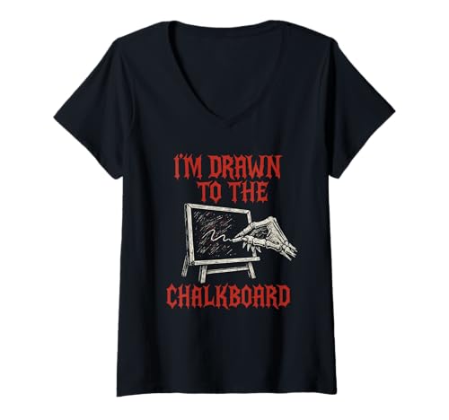 Damen I'm Drawn to The Chalkboard Grafik für Lehrer, Schüler T-Shirt mit V-Ausschnitt Damen I'm Drawn to The Chalkboard Grafik für Lehrer, Schüler T-Shirt mit V-Ausschnitt von Chalkboard Humor Co.