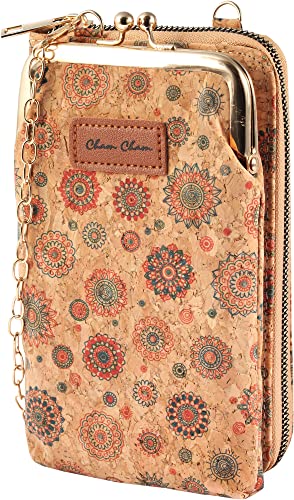 Cham Cham Handy-Mehrzweck-Tasche unter 8 Zoll mit Geldbörse Kork 19 x 11,5 x 4,5 cm Retro Brieftasche 3610004 (mehrfarbig Blumen) von Cham Cham