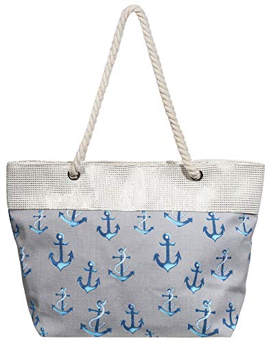 Excellanc Damen-Handtasche Strandtasche Anker maritim 33 x 56 x 12 cm 3600197 von Cham Cham