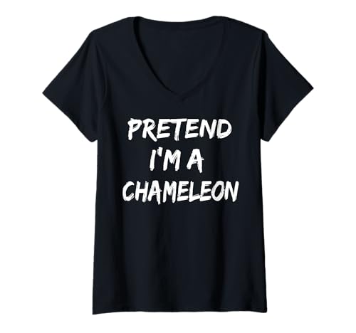 Damen Pretend I'm A Chameleon T-Shirt mit V-Ausschnitt Damen Pretend I'm A Chameleon T-Shirt mit V-Ausschnitt von Chamäleon Reptil Tier Kostümparty Halloween