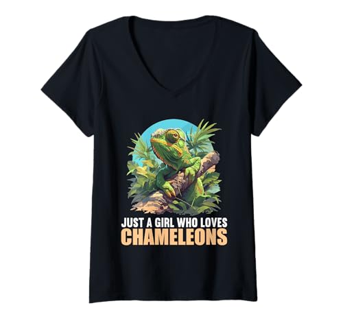 Damen Chamäleons Chamäleon T-Shirt mit V-Ausschnitt von Chamäleons Chamäleon Tier Shop