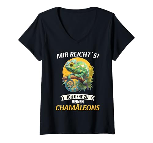 Damen Chamäleons Chamäleon T-Shirt mit V-Ausschnitt von Chamäleons Chamäleon Tier Shop