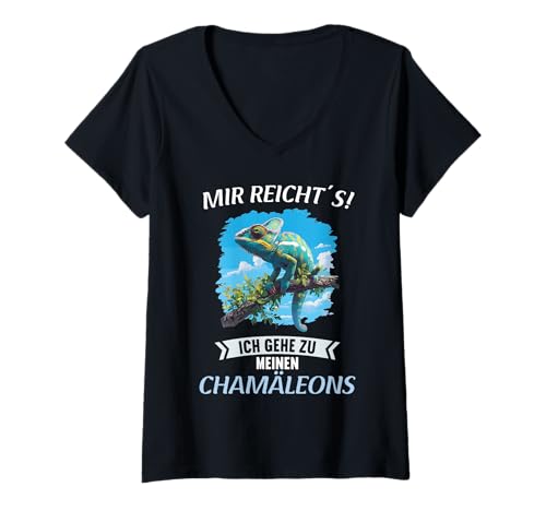 Damen Chamäleons Chamäleon T-Shirt mit V-Ausschnitt von Chamäleons Chamäleon Tier Shop