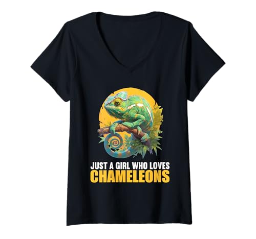 Damen Chamäleons Chamäleon T-Shirt mit V-Ausschnitt von Chamäleons Chamäleon Tier Shop