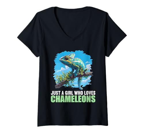 Damen Chamäleons Chamäleon T-Shirt mit V-Ausschnitt von Chamäleons Chamäleon Tier Shop
