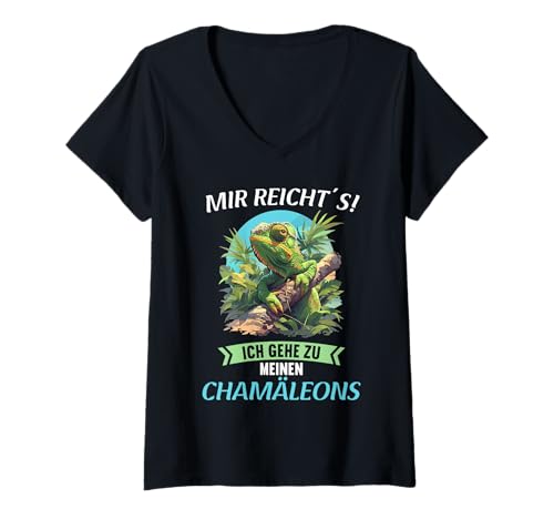 Damen Chamäleons Chamäleon T-Shirt mit V-Ausschnitt von Chamäleons Chamäleon Tier Shop