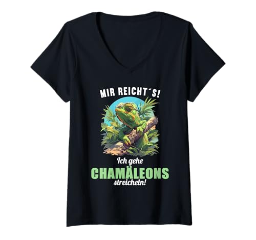Damen Chamäleons Chamäleon T-Shirt mit V-Ausschnitt von Chamäleons Chamäleon Tier Shop