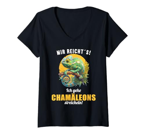 Damen Chamäleons Chamäleon T-Shirt mit V-Ausschnitt von Chamäleons Chamäleon Tier Shop