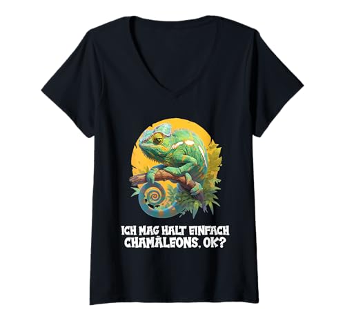 Damen Chamäleons Chamäleon T-Shirt mit V-Ausschnitt von Chamäleons Chamäleon Tier Shop