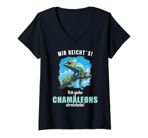 Damen Chamäleons Chamäleon T-Shirt mit V-Ausschnitt von Chamäleons Chamäleon Tier Shop