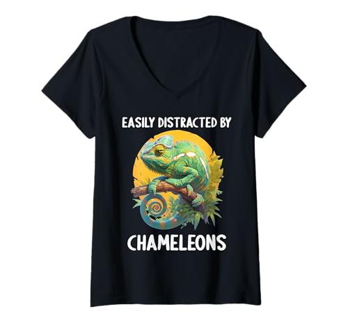 Damen Chamäleons Chamäleon T-Shirt mit V-Ausschnitt von Chamäleons Chamäleon Tier Shop
