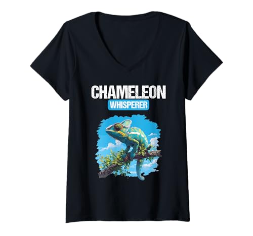 Damen Chamäleons Chamäleon T-Shirt mit V-Ausschnitt von Chamäleons Chamäleon Tier Shop