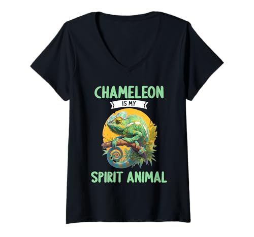 Damen Chamäleons Chamäleon T-Shirt mit V-Ausschnitt von Chamäleons Chamäleon Tier Shop