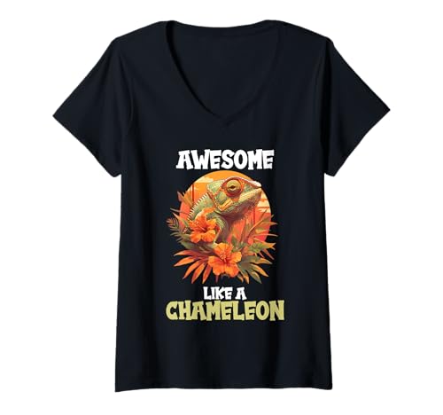 Damen Chamäleons Chamäleon T-Shirt mit V-Ausschnitt von Chamäleons Chamäleon Tier Shop