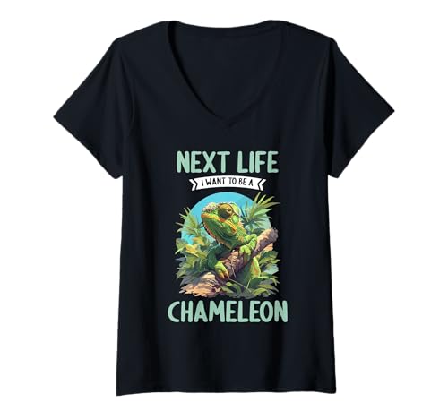 Damen Chamäleons Chamäleon T-Shirt mit V-Ausschnitt von Chamäleons Chamäleon Tier Shop