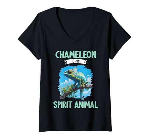 Damen Chamäleons Chamäleon T-Shirt mit V-Ausschnitt von Chamäleons Chamäleon Tier Shop