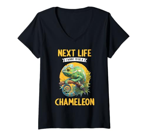 Damen Chamäleons Chamäleon T-Shirt mit V-Ausschnitt von Chamäleons Chamäleon Tier Shop