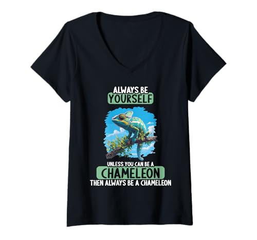 Damen Chamäleons Chamäleon T-Shirt mit V-Ausschnitt von Chamäleons Chamäleon Tier Shop