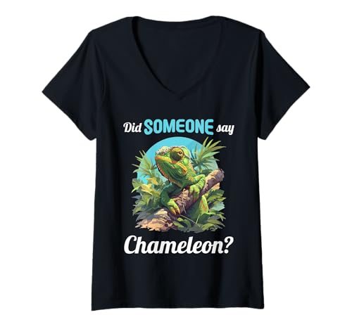 Damen Chamäleons Chamäleon T-Shirt mit V-Ausschnitt von Chamäleons Chamäleon Tier Shop