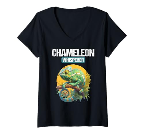 Damen Chamäleons Chamäleon T-Shirt mit V-Ausschnitt von Chamäleons Chamäleon Tier Shop