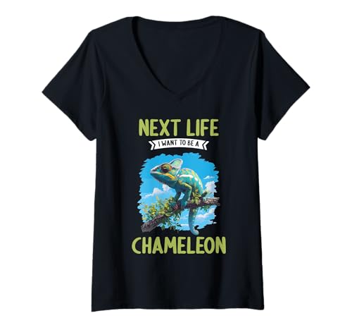 Damen Chamäleons Chamäleon T-Shirt mit V-Ausschnitt von Chamäleons Chamäleon Tier Shop