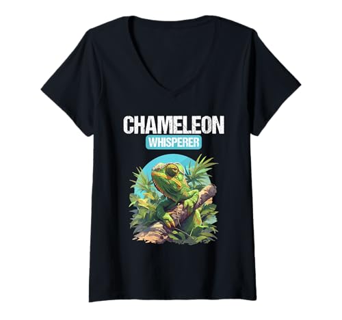 Damen Chamäleons Chamäleon T-Shirt mit V-Ausschnitt von Chamäleons Chamäleon Tier Shop
