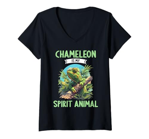 Damen Chamäleons Chamäleon T-Shirt mit V-Ausschnitt von Chamäleons Chamäleon Tier Shop