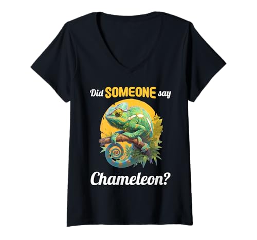 Damen Chamäleons Chamäleon T-Shirt mit V-Ausschnitt von Chamäleons Chamäleon Tier Shop